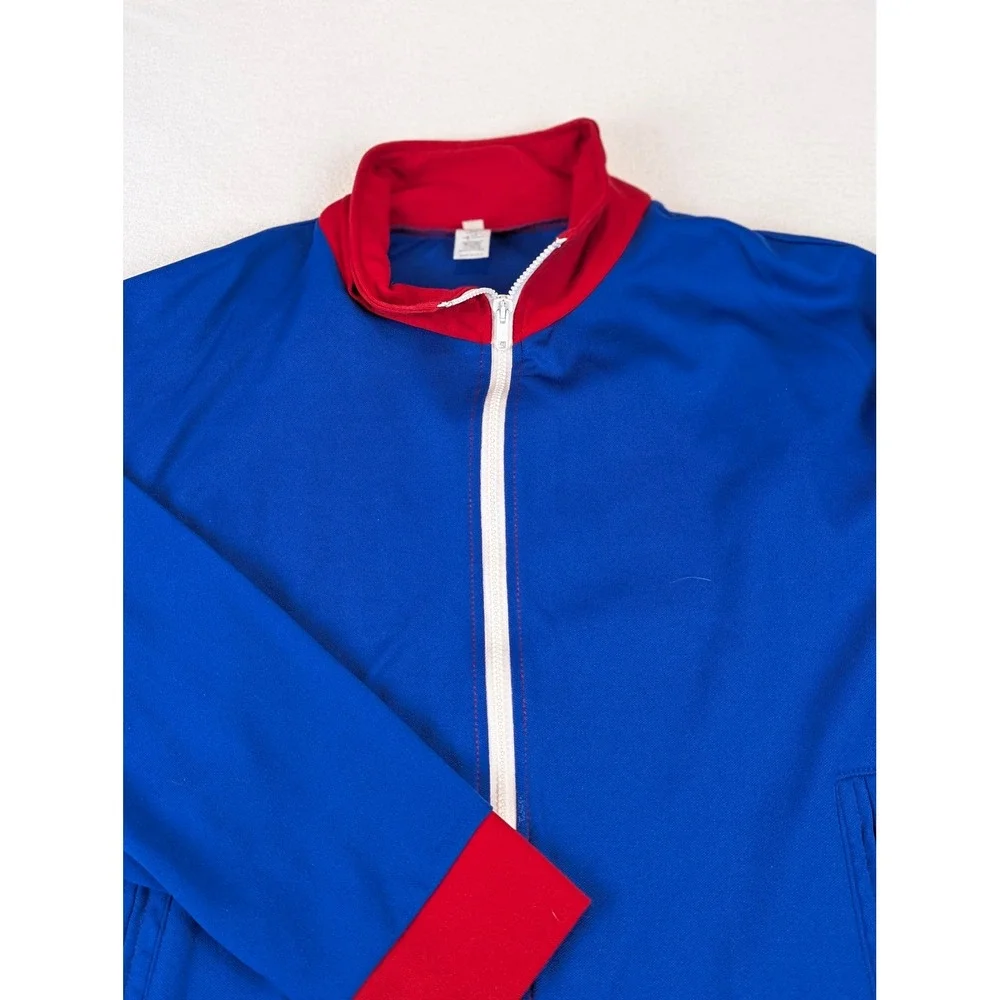Blue Red Union Jack‎ Track Jacket Full Zip Mens Size L Made in USA VTG Full Zip